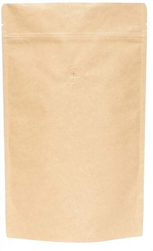 High Barrier Natural Kraft Paper Stand Up Zipper Coffee Pouch Bag With Valve